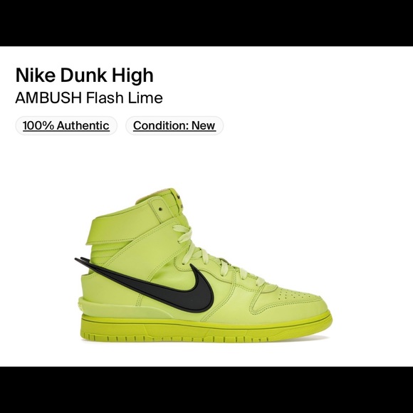 Nike dunk high Ambush Flash Lime BRAND NEW - Picture 2 of 6